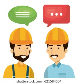 professional construction people characters talking