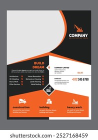 Professional Construction Tools A4 Cover Template, Construction tools cover, leaflets decoration for printing and presentation vector illustration