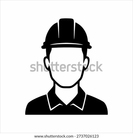 Professional Construction Worker or Engineer Avatar with Hard Hat
