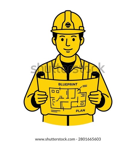 Professional construction worker engineer holding architectural blueprint plan with architect construction engineer blueprint building industry