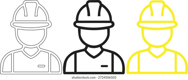 Ícone profissional do trabalhador da construção com capacete de segurança, símbolo Avatar do engenheiro industrial para projetos de engenharia, fabricação e projeto da força de trabalho