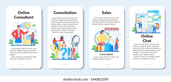 Juego de banners para aplicaciones móviles de consultoría profesional. Investigación