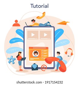 Professional consulting online service or platform. Idea of strategy management and troubleshooting. Online tutorial. Flat vector illustration