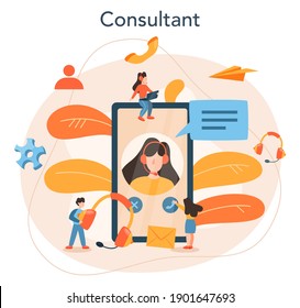 Professional consulting service. Research and recommendation. Idea of strategy management and troubleshooting. Help clients with business problems. Isolated flat vector illustration