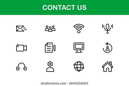 Profissionais Contate-nos Ícones Apresentando Telefone, Email, Mensagem, e Endereço Gráficos em Estilo Vetor Mínimo