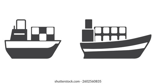 Professional Container Ship Logo Icons Silhouette Vector Illustration
