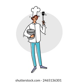 Professional cook man colourful vector illustration. Vector illustration