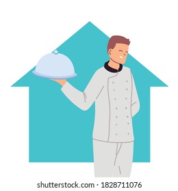 cocinero profesional de diseño de ilustración de vectores en casa