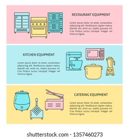 Professional cooking equipment banner templates in line style
