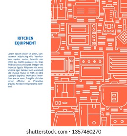 Professional cooking equipment concept background in line style