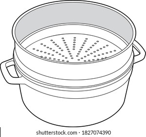 Professional Cooking Pot Vector / Line Drawing. Icon, Logo, Design, Element