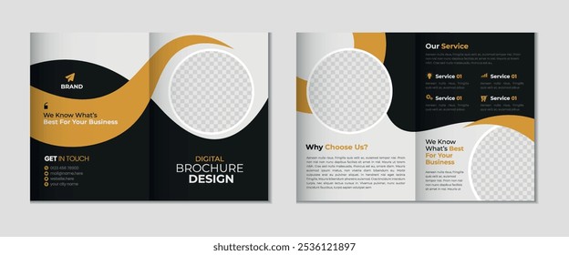 Professional Corporate Bifold Brochure Template Design
