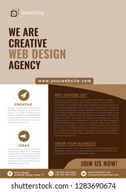 Professional corporate brown flyer template. Vector illustration.