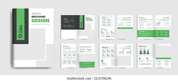 Professional corporate business brochure or booklet template, multi-page brochure design. Creative shape minimalist business brochure template design