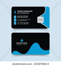 Professional corporate business card design template with double sided simple vector layout