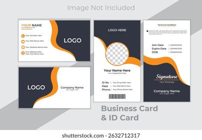 Professional corporate business card and ID card combo template. Ideal for offices, agencies, and staff identity. Fully editable, print-ready, clean layout with modern and elegant design.