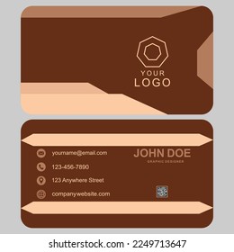 Professional corporate business card or visiting card set with in brown bright and shiny color