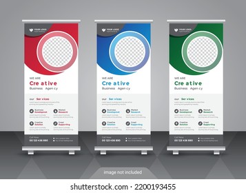 Professional corporate and business colorful roll up banner design template
