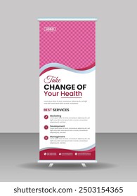 Professional corporate and business colorful roll up banner design template.
