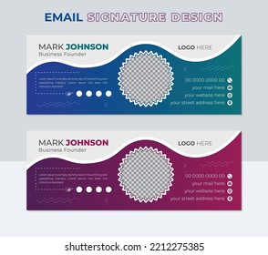Professional Corporate business Email Signature Template Vector Design. Modern and minimalist unique Colorful layout with geometric shape Templates.