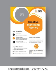 Professional Corporate Business Flayer Design. Marketing Abstract Flyer. Modern One Pager Template