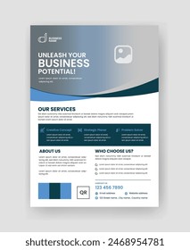 Professional Corporate Business Flayer Design. Marketing Abstract Flyer. Modern One Pager Template