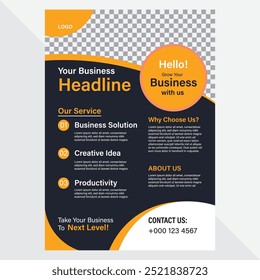 Professional and corporate Business flyer template design with black color, magazine cover template, modern and clean vector, Publication, advertise, cover, editable vector template. 