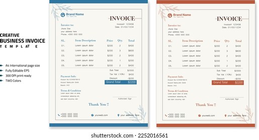 Professional Corporate Business Invoice Template Design, Elegant Business Stationery Design, Tax Form, Payment Bill