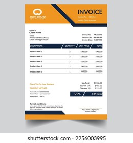 Professional Corporate Business Invoice Template Design, Elegant Business Stationery Design, Tax Form, Payment Bill.