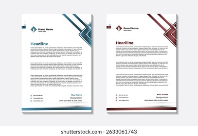 Professional Corporate Business Letterhead Template with Clean and Modern Layout, Company Branding Elements, Editable A4 Size Document