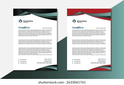 Professional Corporate Business Letterhead Template with Clean and Modern Layout, Company Branding Elements, Editable A4 Size Document