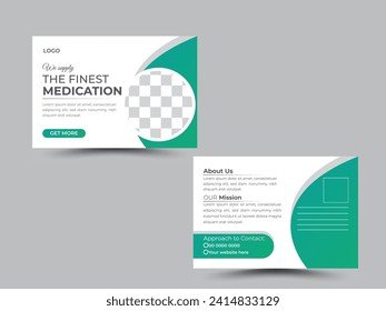 Professional Corporate business medical postcard design. Vector medical postcard layout template.