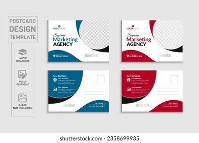 Professional corporate business post design vector template, simple and clean modern postcard template.