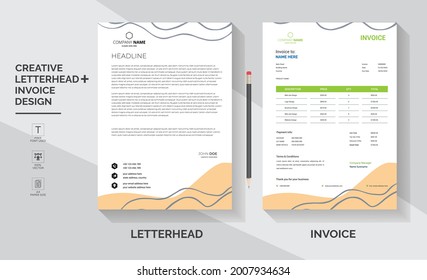 Professional corporate business stationery pack letterhead and invoice template