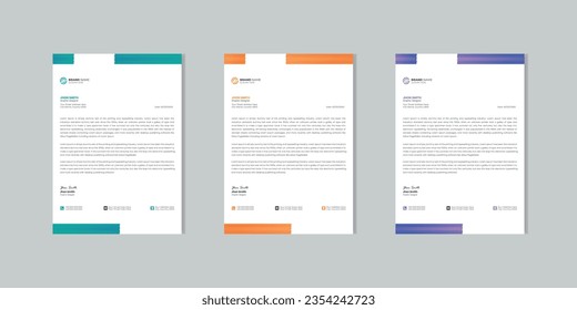 professional corporate company business letterhead template design with color variation bundle design Simple Shapes