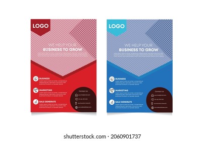 professional corporate flyer design template , two colors scheme, vector template in A4 size - Vector