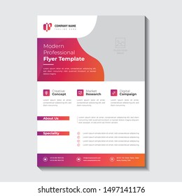 Professional corporate flyer template red gradient  multipurpose