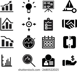 Ein professionelles Icon-Set für Unternehmen mit klaren Vektorgrafik-Designs für Geschäfts-, Büro-, Finanz- und Marketingkonzepte. Enthält Symbole wie Teamarbeit, Strategie und Office-Tools.






