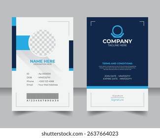 Professional Corporate ID Badge, Modern Employee Card Template, Stylish ID Card Template, Corporate Employee Identity Design
