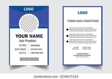 professional corporate id card template, clean id card design with realistic mockup