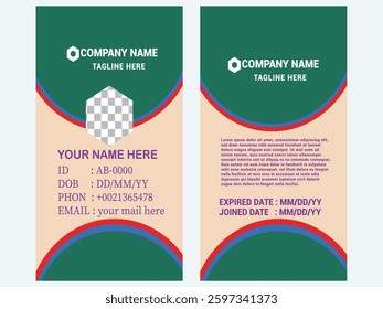 professional corporate id card template, clean id card design 