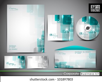 Professional corporate identity kit or business kit with artistic, abstract wave effect for your business includes CD Cover, Business Card, Envelope and Letter Head Designs in EPS 10 format.