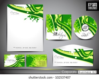 Professional corporate identity kit or business kit with artistic, abstract wave effect for your business includes CD Cover, Business Card, Envelope and Letter Head Designs in EPS 10 format.