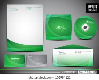 Professional corporate identity kit or business kit with artistic, abstract wave effect for your business includes CD Cover, Business Card, Envelope and Letter Head Designs in EPS 10 format.