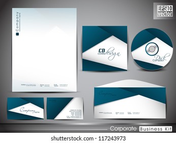 Professional corporate identity kit or business kit with wave pattern for your business includes CD Cover, Business Card, Envelope and Letter Head Designs. EPS 10.