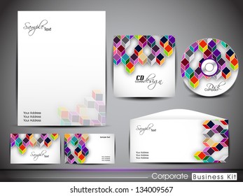 Professional corporate identity kit or business kit for your business includes CD Cover, Business Card, Envelope and Letter Head Designs. EPS 10.