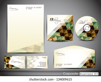 Professional corporate identity kit or business kit for your business includes CD Cover, Business Card, Envelope and Letter Head Designs. EPS 10.