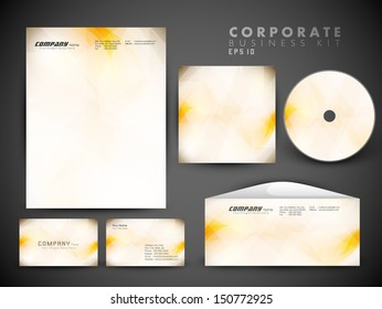 Professional corporate identity kit or business kit with artistic, abstract wave effect for your business includes CD Cover, Business Card, Envelope and Letter Head Designs in EPS 10 format. 