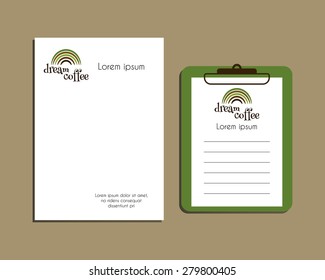 Professional Corporate Identity kit or business kit. A4 and A5 size. With Green coffee logo design. Best for cafe, restaurant and other food business. Letter Head Design. Vector illustration