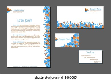 Professional Corporate Identity Kit. Business Cards, Envelope And Letter Head Designs.  Vector Template.